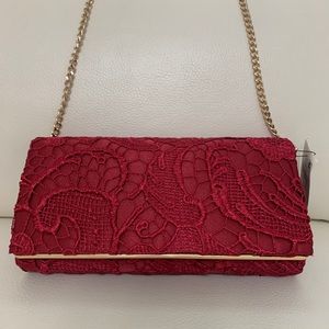 Giani Bernini Lace Clutch/Shoulder In Wine/Gold